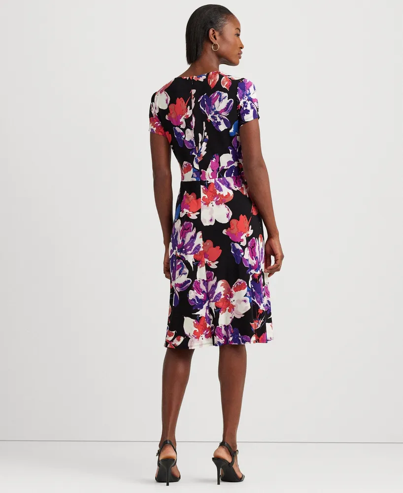 Lauren Ralph Lauren Women's Floral Stretch Jersey Surplice Dress