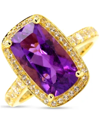 Amethyst (3-1/3 ct. t.w.) & White Topaz (5/8 Halo Statement Ring Gold-Plated Sterling Silver (Also Sky Blue Pink Amethyst)