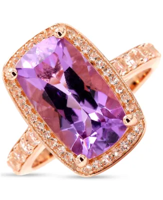 Amethyst (3-1/3 ct. t.w.) & White Topaz (5/8 ct. t.w.) Halo Statement Ring in Gold-Plated Sterling Silver (Also in Sky Blue Topaz & Pink Amethyst)