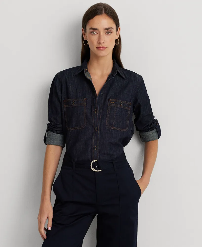 Lauren Ralph Lauren Petite Dark Denim Shirt