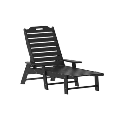 Gaylord Adjustable Adirondack Lounger With Cup Holder- All-Weather Indoor/Outdoor Hdpe Lounge Chair