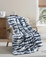 Closeout! French Connection Abstract Printed Faux Fur Throw, 60" x 50"