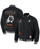 Men's Nba x Staple Black Distressed Phoenix Suns My City Full-Snap Varsity Jacket