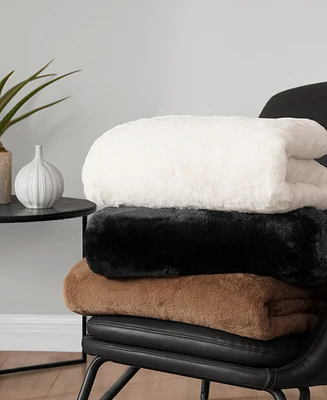 Lucky Brand Solid Mink Faux Fur Throw, 50" x 70"