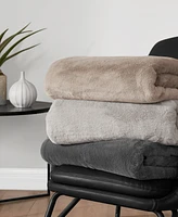 Lucky Brand Solid Mink Faux Fur Throw, 50" x 70"