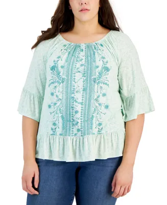 Style & Co Plus Printed Top, Created for Macy's