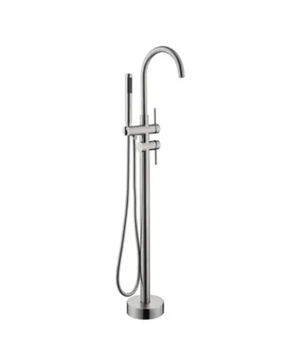 Streamdale Furniture Brushed Nickel Freestanding Tub Filler with Handheld Shower