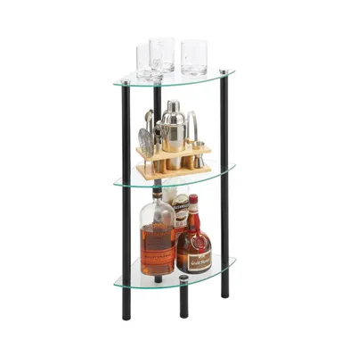 mDesign Glass Corner 3-Tier Tower Cabinet Organizer Shelves