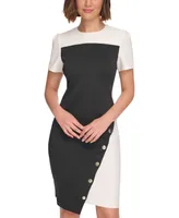 Tommy Hilfiger Petite Color-Blocked Asymmetric Dress