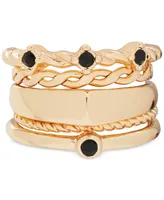 Lucky Brand Gold-Tone 5-Pc. Set Jet Pave Stack Rings