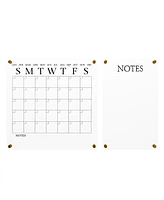 Martha Stewart Grayson Acrylic Wall Calendar and Notes Board Set with Dry Erase Marker and Mounting Hardware