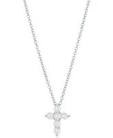 Diamond Cross Pendant Necklace (1/3 ct. t.w.) 14k White Gold, 16" + 2" Extender