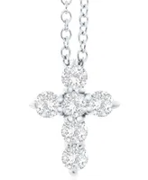 Diamond Cross Pendant Necklace (1 ct. t.w.) in 14k White Gold, 16" + 2" Extender