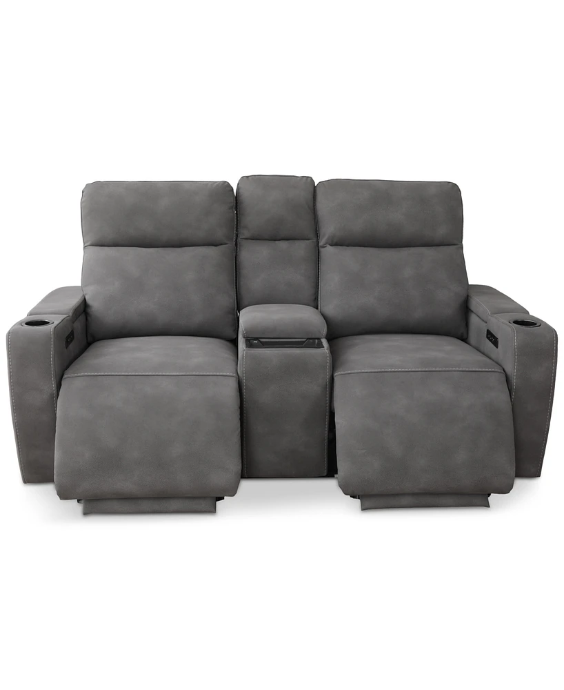 Greymel 74" Zero Gravity Fabric Loveseat with Console and Power Headrests, Created for Macy's