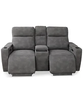 Greymel 74" Zero Gravity Fabric Loveseat with Console and Power Headrests, Created for Macy's
