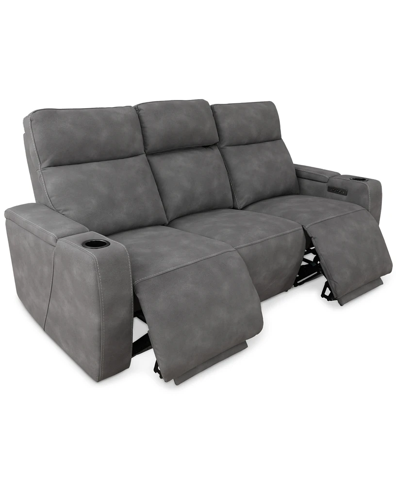 Greymel 84" Zero Gravity Fabric Sofa with Power Headrests, Created for Macy's