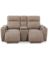 Greymel 74" Zero Gravity Fabric Loveseat with Console and Power Headrests, Created for Macy's