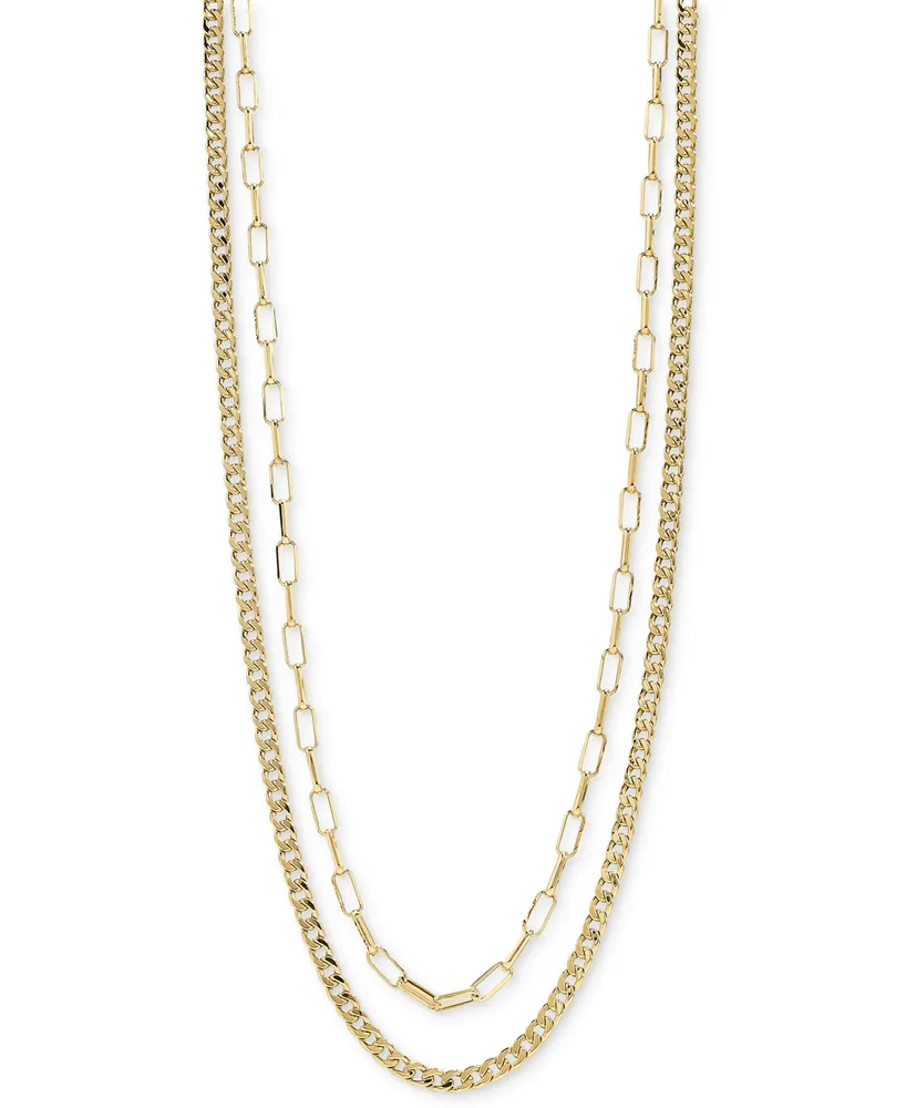 Macy's Cultured Freshwater Pearl (3 - 3-1/2mm), Jade, & Beaded Chain Triple  Strand Layered Necklace in 14k Gold-Plated Sterling Silver, 16-1/4 + 1