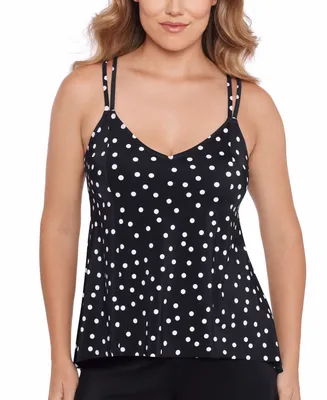 Swim Solutions Women's Polka-Dot High-Low Tankini Top, Created for Macy's