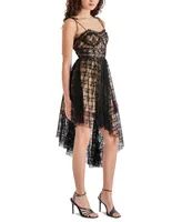 Steve Madden Women's Dali Pleated Floral-Mesh Corset Dress