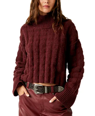 Free People Soul Searcher Mock Neck Textured Sweater