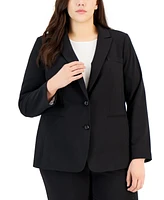 Tahari Asl Plus Peak-Lapel Button-Front Blazer