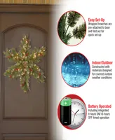 National Tree Company 32" Frosted Berry Snowflakes with 50 Warm White Battery Operated Led Lights with Timer