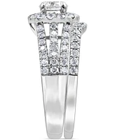 Diamond Halo Triple Row Bridal Set (1-3/4 ct. t.w.) in 14k White Gold