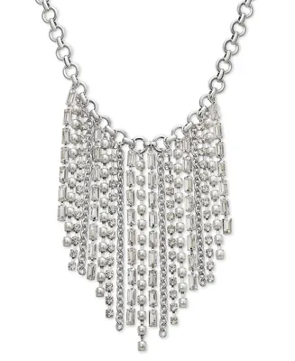 I.n.c. International Concepts Silver-Tone Crystal & Imitation Pearl Statement Necklace, 17" + 3" extender, Created for Macy's