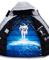 Space One Men's Nasa Inspired Parka Jacket with Printed Astronaut Interior