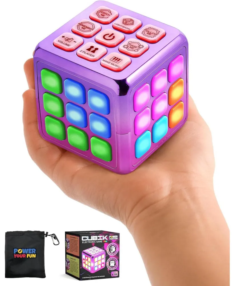 Power Your Fun Cubik Led Flashing Cube Memory Game- Metallic Pink/Purple