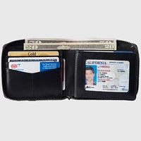 Alpine Swiss Unisex Rfid Safe Zipper Wallet Genuine Leather Zip Around Bifold