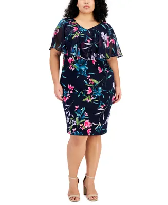 Connected Plus Size Ruffled V-Neck Dress