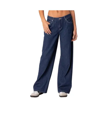 Women's Pinstripe low rise jeans
