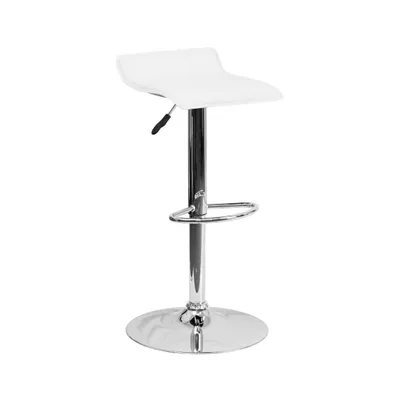 Solid Wave Seat Vinyl Adjustable Height Barstool With Chrome Base