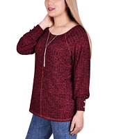 Ny Collection Petite Long Sleeve Knit Top