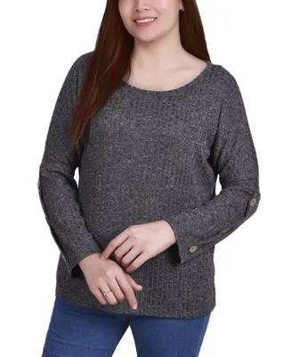 Ny Collection Petite Long Sleeve Knit Top
