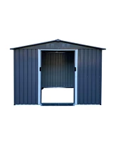 Outdoor Storage Shed 8 X 6 Ft Large Metal Tool Sheds, Heavy Duty Storage House Sliding Doors