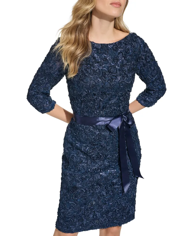 Jessica Howard Women's Boat-Neck Sequin Lace Sheath Dress