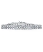 Bling Jewelry Jewelry Two Row Fashion Statement Cz Cubic Zirconia Wide Tennis Bracelet For Women Rhodium Plated Brass Inches