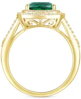 Lab-Grown Emerald (1-1/2 ct. t.w.) & White Sapphire (1/2 ct. t.w.) Ring in 14k Gold-Plated Sterling Silver