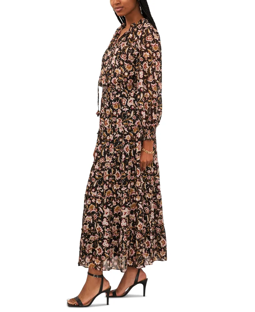 Msk Women's Floral-Print Tiered Maxi Dress