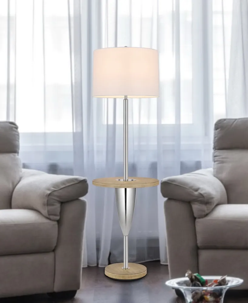 61" Height Metal Floor Lamp with Wooden Tray Table