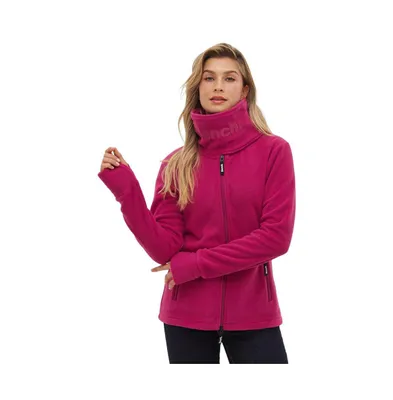 Funnel Microfleece Zip-Up Wrap Neck Sweater