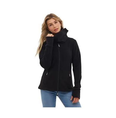 Funnel Microfleece Zip-Up Wrap Neck Sweater