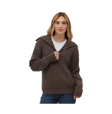 Bench Dna Women's Thurynn Oversize Zippered Funnel Sweater