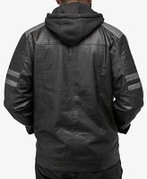 X-Ray Men's Grainy Polyurethane Leather Hooded Jacket with Faux Shearling Lining