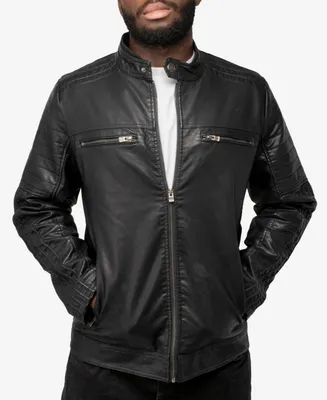 X-Ray Men's Grainy Polyurethane Leather Moto Jacket