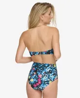 Calvin Klein Womens Printed Balconette Bikini Top Tummy Control High Waist Bottoms