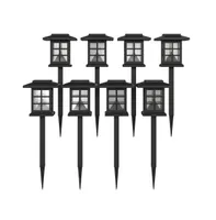 Merrick Lane Lantern Style All-Weather Outdoor Led Solar Lights, Powered Lights For Pathway, Garden, & Yard - Set Of 8